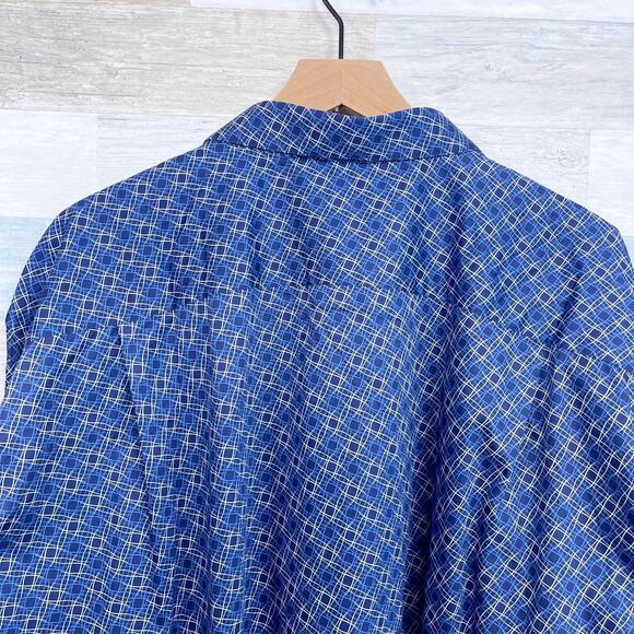 GARNET Los Angeles Luxury Long Sleeve Shirt Blue Print Cotton Mens 4XB 4X Big - Picture 4 of 6